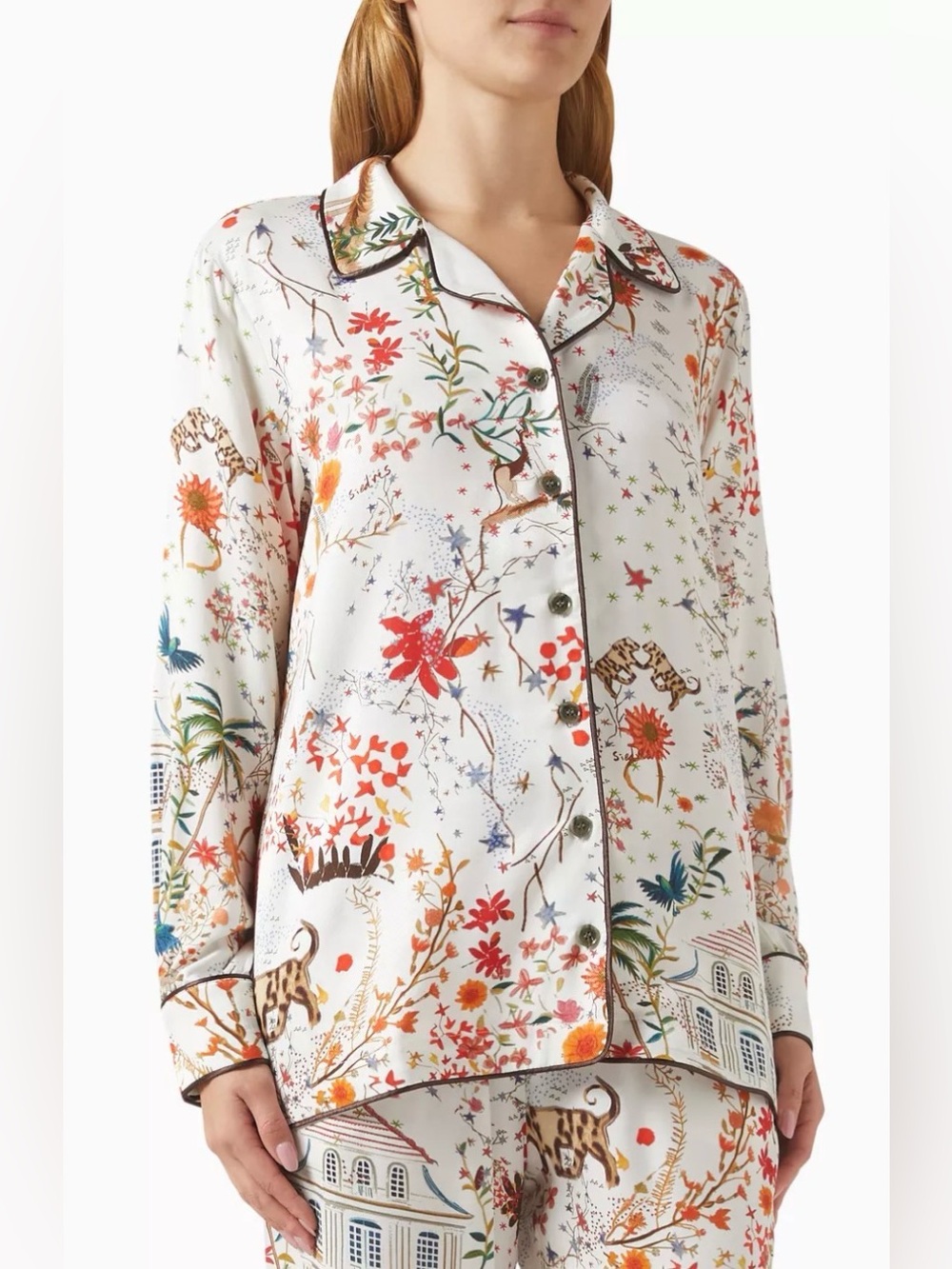 NWT SIEDRES Eras Printed Shirt in Silk